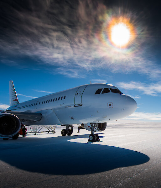 The Airbus A319 at Wilkins Aerodrome.