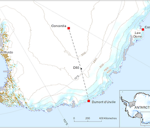 Map showing the French traverse route.