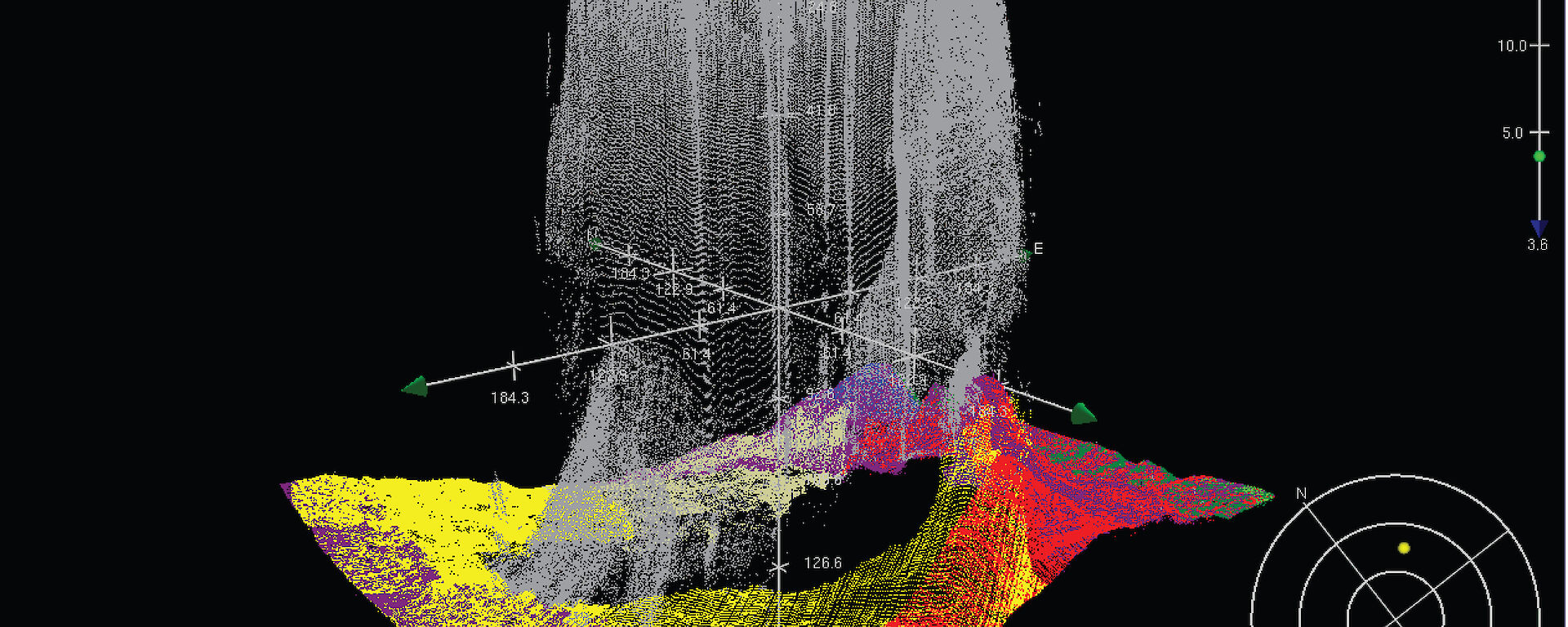 A multibeam sonar image of a large iceberg grounded near Davis station.