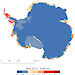 A map of Antarctica showing the location of potential ice free areas.