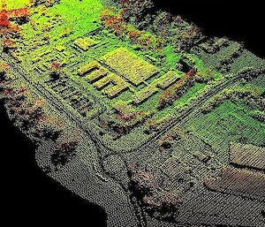 An example of a point cloud produced from LASER pulse data and aircraft position information.