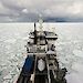 The New Zealand research vessel Tangaroa searching for whales in the Southern Ocean in 2015