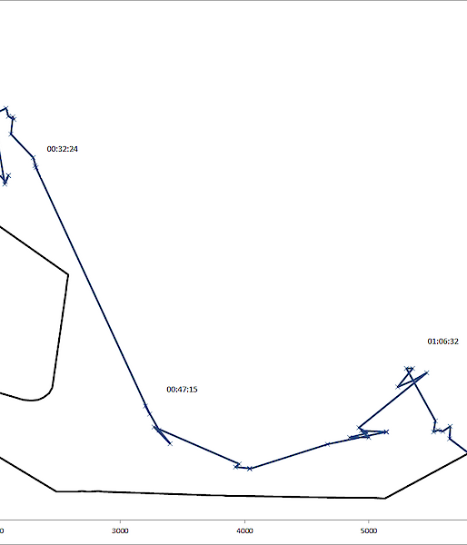 Figure 3: A graphed example of an Antarctic blue whale tracked using photogrammetry (video)