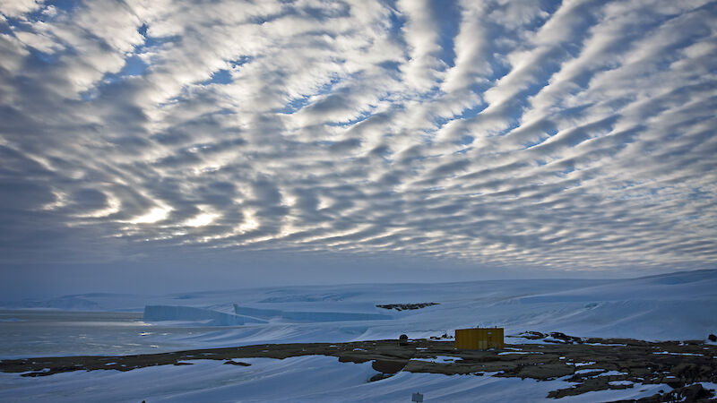 The wave structure in these clouds over Mawson is caused by gravity waves in the Antarctic atmosphere