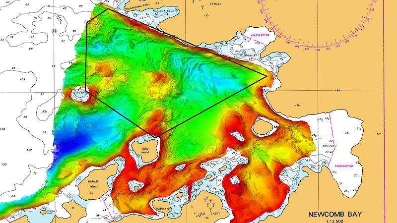 Unprocessed data from the multibeam echosounder used over Newcomb Bay.