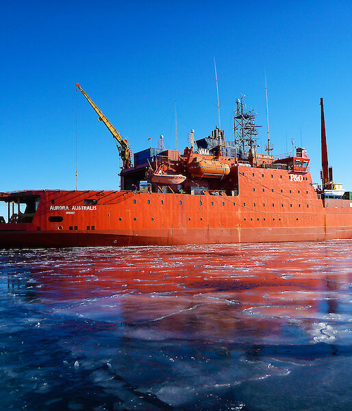 The Aurora Australis in sea ice