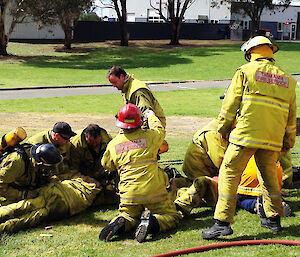 Antarctic expeditioners learn resuscitation techniques from TasFire Training instructors.