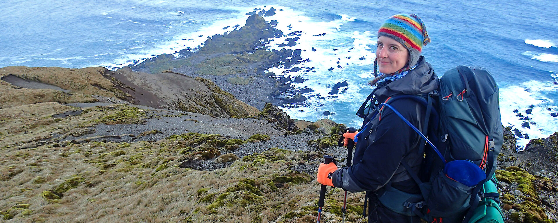 Meg on Macquarie Island.