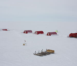 An ice coring camp set up by Danish scientists in Greenland for the North Greenland Eemian Ice Drilling project in 2011