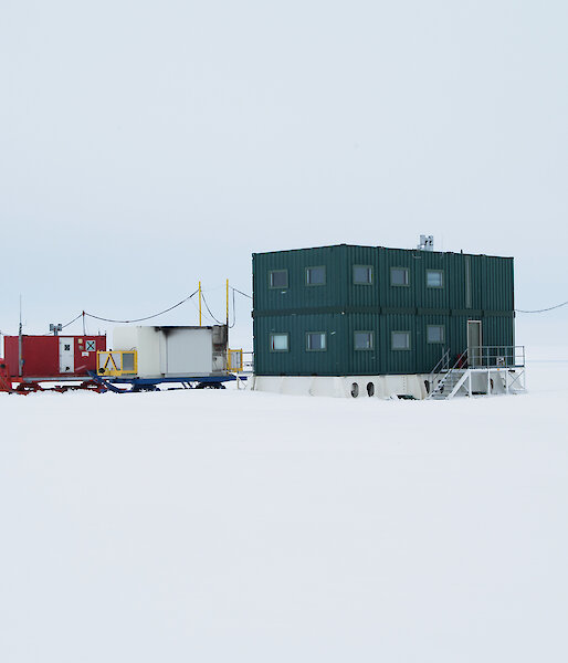 The new ‘Hawke’s Hut’ facility stands amongst the other buildings at Wilkes runway