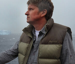 Dr Tony Fleming on a ship in the Southern Ocean