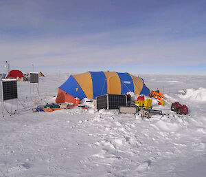 The science tent (foreground) and living quarters at the AGAP North camp site.