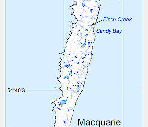 Map of Macquarie Island showing location of tick-borne viruses.