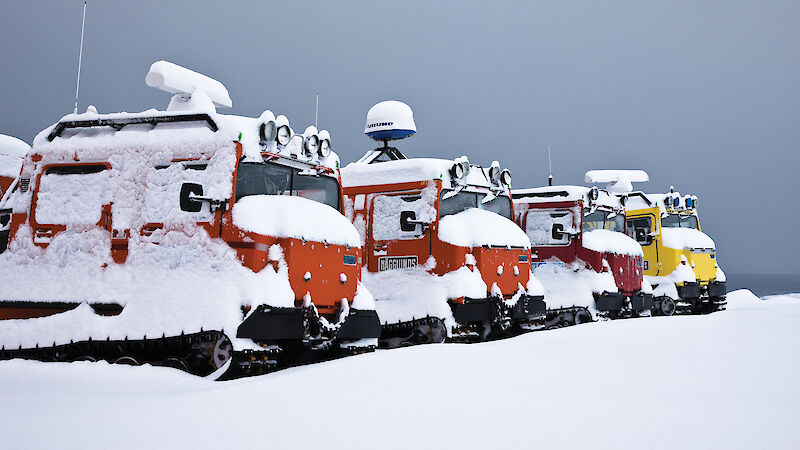 Snow covered Hägglunds at Casey