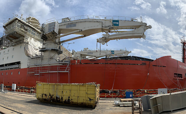 Wharfside view of RSV Nuyina in Galati.