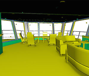 The starboard wing from the previous photo rendered in the 3D model.