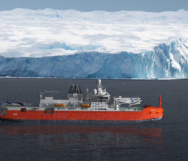 Artist's impression of RSV Nuyina in Antarctica.