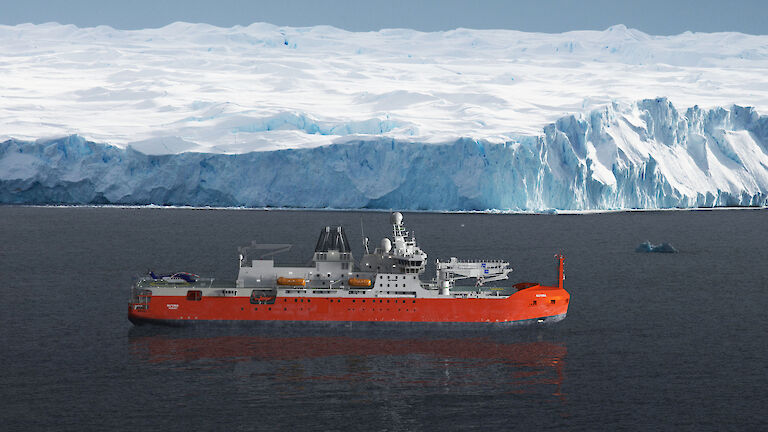 Artist's impression of RSV Nuyina in Antarctica.