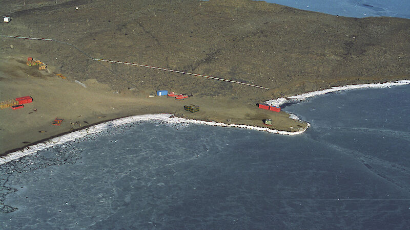 Aerial view of station buildings