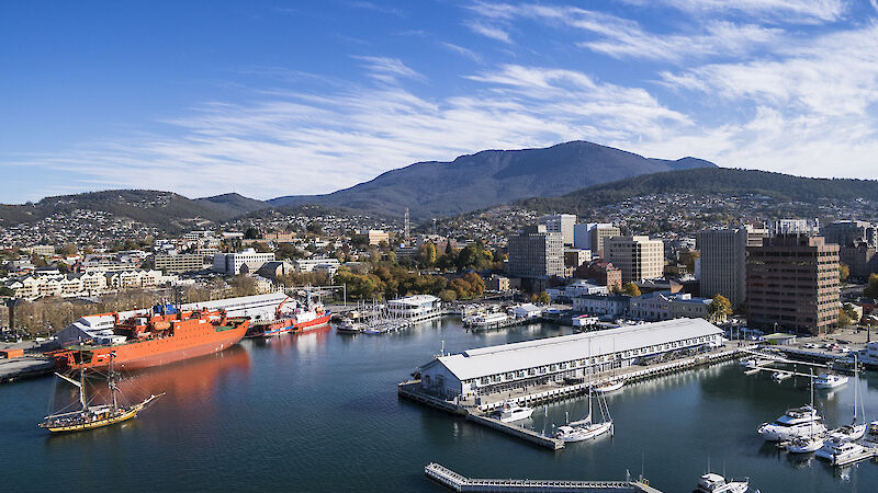 The Aurora Australis docked in Hobart.