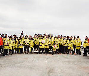 Group photo outside the station