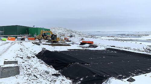 geotextile completely covering mega-pile