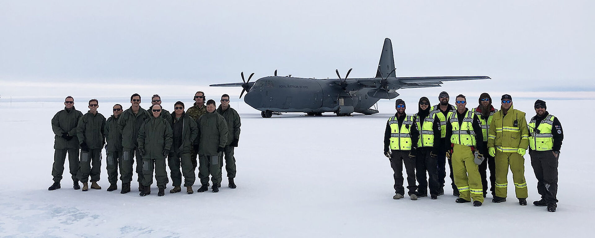 Hercules C-130J crew and Wilkins Aerodrome staff