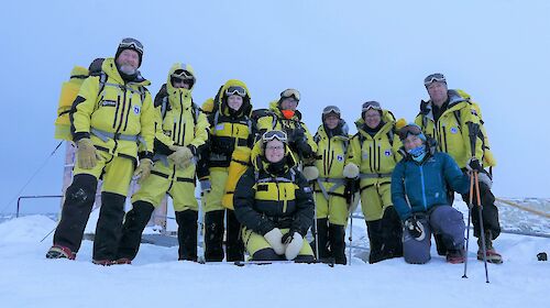 group of people in snow