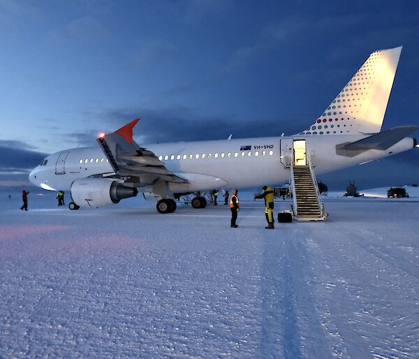 Australia’s Airbus A319 on the ground at McMurdo base, during medical evacuation of an expeditioner