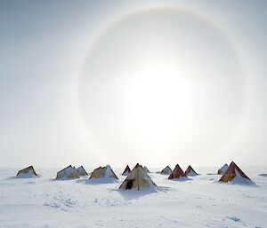 Solar halo over the field camp