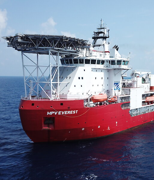 Icebreaker ship in the ocean