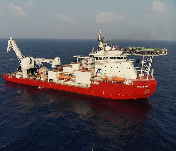 Icebreaker ship in the ocean