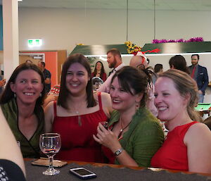 Tanya, Nyssa, Charmaine and Hannah in their Christmas best