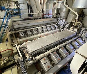 In the engine room of the RV Aurora Australis