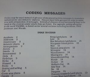 Encoding message page in the Code Book