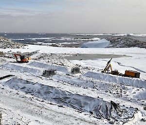 The remediation site in 2012 showing multiple biopiles