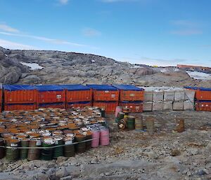 The fuel drum site halfway through the clean-up at Casey