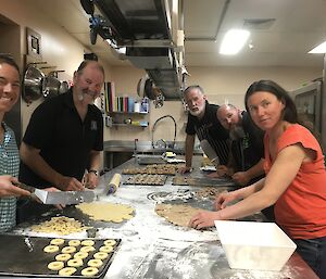 Anne, Rod, Hermann, Nigel and Tanya making cookies for Christmas