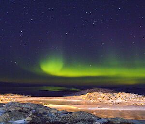 A brilliant colourful aurora over Casey station on the 19 March