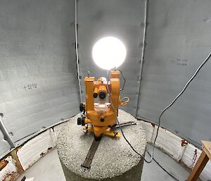 The magnetic observations equipment inside a hut