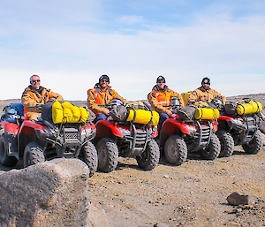 The ADF terrestrial survey team on their quad bikes at the proposed aerodrome site