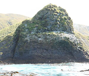 Rock outcrop showing pillow basalt lava formations