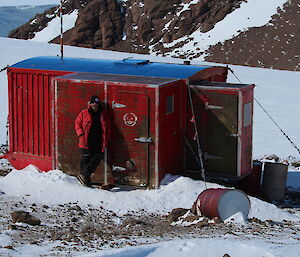 Rectangular red field hut