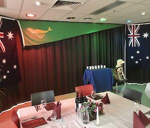 Dining room with formal decorations for the end of season dinner