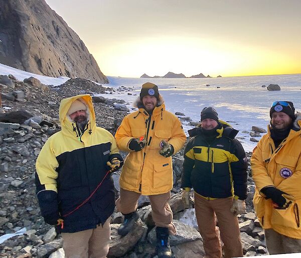 Training team of expeditioners on the rocks