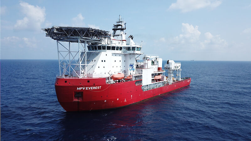 Icebreaker ship in the ocean