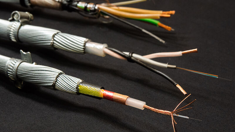 The three types of electrical-optical-mechanical cables to be used on the RSV Nuyina.