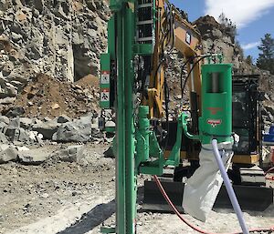 The drill rig being tested at a quarry in Tasmania.