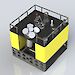 Render of the deep sea video mooring - a square box containing a range of instruments, a camera and lights.