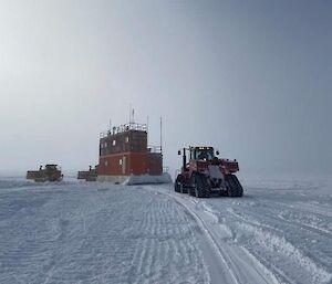 Ice runway buildings being relocated across the ice